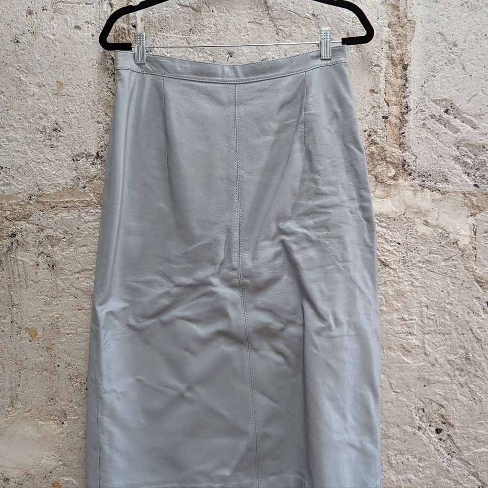 Buttery Soft Light Blue Leather Skirt